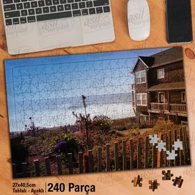 Asil Hobi Sahil-Evler-Ağaçlar-Manzara-Mimari Yapboz-Ayak Destekli Çerçeveli 240 Parça Puzzle