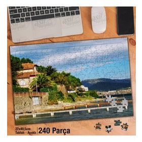 Asil Hobi Sahil-Evler-Ağaçlar-Manzara-Mimari Yapboz-Ayak Destekli Çerçeveli 240 Parça Puzzle