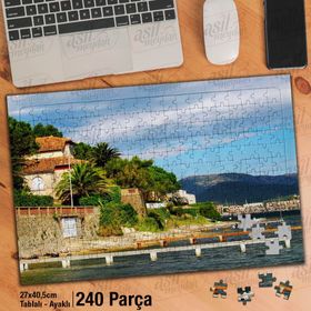 Asil Hobi Sahil-Evler-Ağaçlar-Manzara-Mimari Yapboz-Ayak Destekli Çerçeveli 240 Parça Puzzle