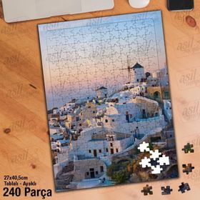 Asil Hobi Sahil Kasabası-Deniz-Evler-Mimari Yapboz-Ayak Destekli Çerçeveli 240 Parça Puzzle