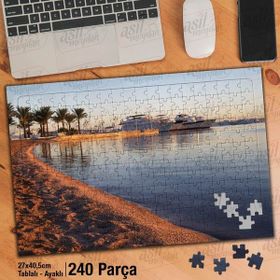 Asil Hobi Sahil-Liman-Tekne-Ağaçlar-Manzara Yapboz-Ayak Destekli Çerçeveli 240 Parça Puzzle