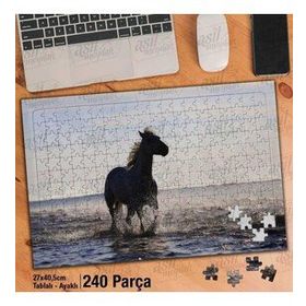 Asil Hobi Sahilde Koşan At-Doğa-Manzara-Hayvan Yapboz-Ayak Destekli Çerçeveli 240 Parça Puzzle