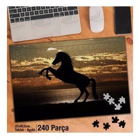 Asil Hobi Şahlanan At-Silüet-Ters Işık-Hayvan Yapboz-Ayak Destekli Çerçeveli 240 Parça Puzzle