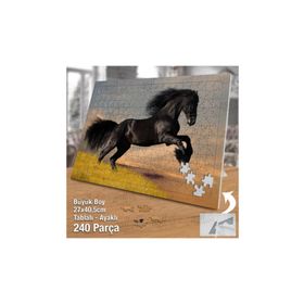 Asil Hobi Şahlanan Siyah At-Doğa-Hayvan Yapboz-Ayak Destekli Çerçeveli 240 Parça Puzzle