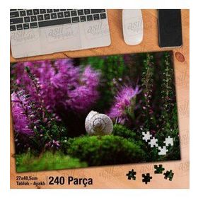 Asil Hobi Salyangoz Kabuğu-Renkli Çiçekler-Bitki Yapboz-Ayak Destekli Çerçeveli 240 Parça Puzzle