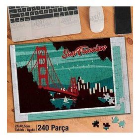 Asil Hobi San Francisco-Şehir-Vektörel Çizim Yapboz-Ayak Destekli Çerçeveli 240 Parça Puzzle
