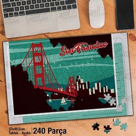 Asil Hobi San Francisco-Şehir-Vektörel Çizim Yapboz-Ayak Destekli Çerçeveli 240 Parça Puzzle