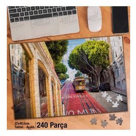 Asil Hobi San Francisco Tramvayı-Sokak Yapboz-Ayak Destekli Çerçeveli 240 Parça Puzzle