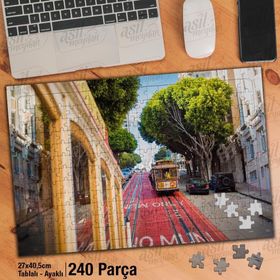 Asil Hobi San Francisco Tramvayı-Sokak Yapboz-Ayak Destekli Çerçeveli 240 Parça Puzzle