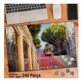 Asil Hobi San Francisco Tramvayı-Sokak Yapboz-Ayak Destekli Çerçeveli 240 Parça Puzzle