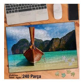 Asil Hobi Sandal-Kayık-Deniz-Kayalıklar-Manzara Yapboz-Ayak Destekli Çerçeveli 240 Parça Puzzle