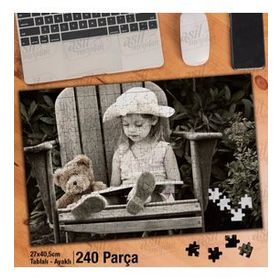 Asil Hobi Sandelye-Oyuncak Ayı-Kitap Okuyan Kız Yapboz-Ayak Destekli Çerçeveli 240 Parça Puzzle