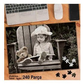 Asil Hobi Sandelye-Oyuncak Ayı-Kitap Okuyan Kız Yapboz-Ayak Destekli Çerçeveli 240 Parça Puzzle
