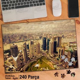 Asil Hobi Şangay-Finans Merkezi-Yüksek Binalar Yapboz-Ayak Destekli Çerçeveli 240 Parça Puzzle