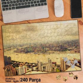 Asil Hobi Şangay-Nehir-Yüksek Binalar-Şehir Yapboz-Ayak Destekli Çerçeveli 240 Parça Puzzle