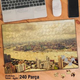 Asil Hobi Şangay-Nehir-Yüksek Binalar-Şehir Yapboz-Ayak Destekli Çerçeveli 240 Parça Puzzle