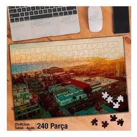 Asil Hobi Santa Monica Plajı-Manzara-Deniz Yapboz-Ayak Destekli Çerçeveli 240 Parça Puzzle