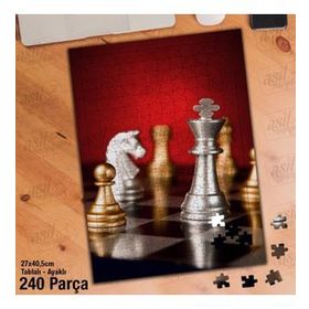 Asil Hobi Santraç-Oyun-Şah-Mat Yapboz-Ayak Destekli Çerçeveli 240 Parça Puzzle