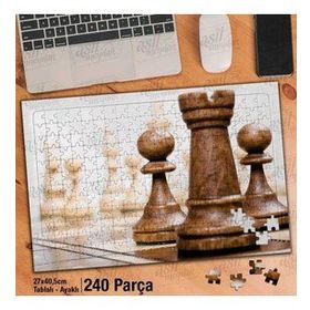 Asil Hobi Santraç-Piyon-Kale-Şah Mat-Oyun Yapboz-Ayak Destekli Çerçeveli 240 Parça Puzzle