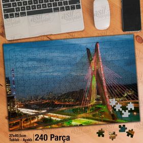 Asil Hobi Sao Paulo-Brezilya-Ünlü Köprü Yapboz-Ayak Destekli Çerçeveli 240 Parça Puzzle