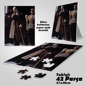 Asil Hobi Şapkalı Mustafa Kemal Atatürk-Yapboz-Ayak Destekli Çerçeveli 42 Parça Puzzle