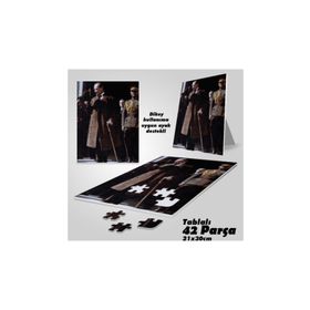 Asil Hobi Şapkalı Mustafa Kemal Atatürk-Yapboz-Ayak Destekli Çerçeveli 42 Parça Puzzle