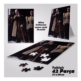 Asil Hobi Şapkalı Mustafa Kemal Atatürk-Yapboz-Ayak Destekli Çerçeveli 42 Parça Puzzle