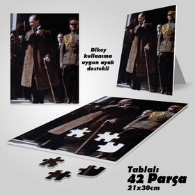 Asil Hobi Şapkalı Mustafa Kemal Atatürk-Yapboz-Ayak Destekli Çerçeveli 42 Parça Puzzle