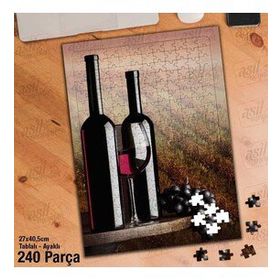 Asil Hobi Şarap Şişeleri-Üzüm-Tarla Yapboz-Ayak Destekli Çerçeveli 240 Parça Puzzle