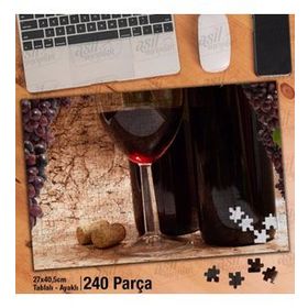Asil Hobi Şarap Şişesi Ve Kadeh Bardağı Yapboz-Ayak Destekli Çerçeveli 240 Parça Puzzle