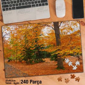 Asil Hobi Sararmış Ağaç Yaprakları-Sonbahar-Mevsim Yapboz-Ayak Destekli Çerçeveli 240 Parça Puzzle