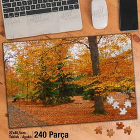 Asil Hobi Sararmış Ağaç Yaprakları-Sonbahar-Mevsim Yapboz-Ayak Destekli Çerçeveli 240 Parça Puzzle