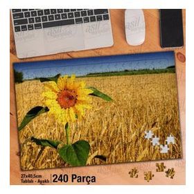 Asil Hobi Sararmış Otlar-Buğday-Ay Çiçeği-Doğa Yapboz-Ayak Destekli Çerçeveli 240 Parça Puzzle