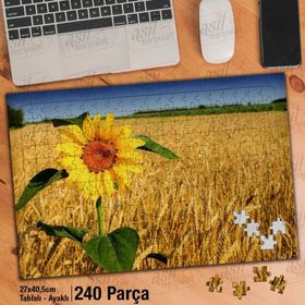 Asil Hobi Sararmış Otlar-Buğday-Ay Çiçeği-Doğa Yapboz-Ayak Destekli Çerçeveli 240 Parça Puzzle