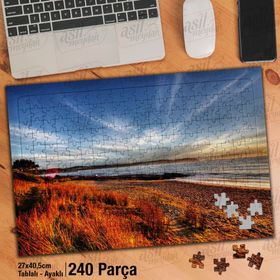 Asil Hobi Sararmış Otlar-Deniz-Doğa-Manzara Yapboz-Ayak Destekli Çerçeveli 240 Parça Puzzle