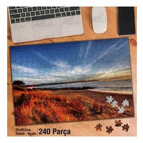 Asil Hobi Sararmış Otlar-Deniz-Doğa-Manzara Yapboz-Ayak Destekli Çerçeveli 240 Parça Puzzle