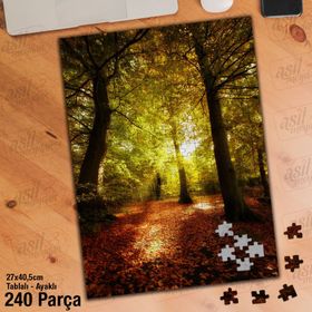 Asil Hobi Sararmış Yapraklar-Ağaçlar-Doğa-Manzara-Yapboz-Ayak Destekli 240 Parça Puzzle