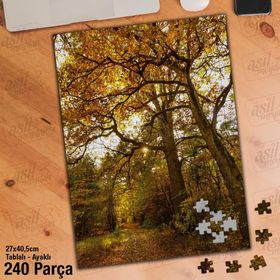 Asil Hobi Sararmış Yapraklar-Ağaçlar-Doğa-Orman Yapboz-Ayak Destekli Çerçeveli 240 Parça Puzzle