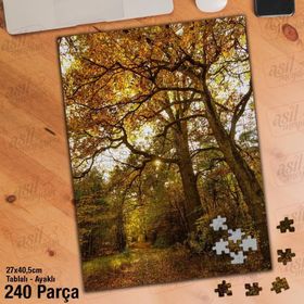 Asil Hobi Sararmış Yapraklar-Ağaçlar-Doğa-Orman Yapboz-Ayak Destekli Çerçeveli 240 Parça Puzzle