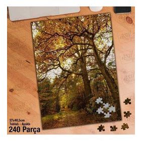 Asil Hobi Sararmış Yapraklar-Ağaçlar-Doğa-Orman Yapboz-Ayak Destekli Çerçeveli 240 Parça Puzzle