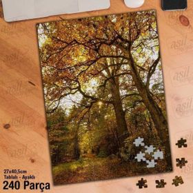 Asil Hobi Sararmış Yapraklar-Ağaçlar-Doğa-Orman Yapboz-Ayak Destekli Çerçeveli 240 Parça Puzzle