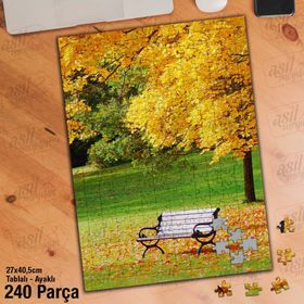 Asil Hobi Sararmış Yapraklar-Bank-Sonbahar Yapboz-Ayak Destekli Çerçeveli 240 Parça Puzzle