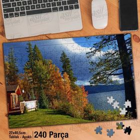 Asil Hobi Sararmış Yapraklar-Doğa-Deniz-Manzara Yapboz-Ayak Destekli Çerçeveli 240 Parça Puzzle