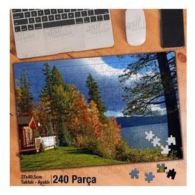 Asil Hobi Sararmış Yapraklar-Doğa-Deniz-Manzara Yapboz-Ayak Destekli Çerçeveli 240 Parça Puzzle