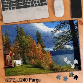 Asil Hobi Sararmış Yapraklar-Doğa-Deniz-Manzara Yapboz-Ayak Destekli Çerçeveli 240 Parça Puzzle