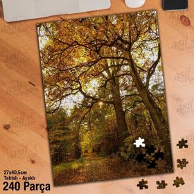 Asil Hobi Sararmış Yapraklar-Doğa-Orman Yapboz-Ayak Destekli Çerçeveli 240 Parça Puzzle