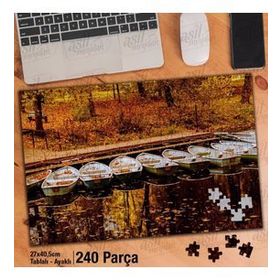 Asil Hobi Sararmış Yapraklar-Kayık-Göl Kenarı Yapboz-Ayak Destekli Çerçeveli 240 Parça Puzzle