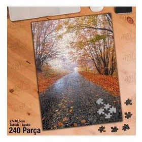 Asil Hobi Sararmış Yapraklar-Orman Yolu-Doğa Yapboz-Ayak Destekli Çerçeveli 240 Parça Puzzle