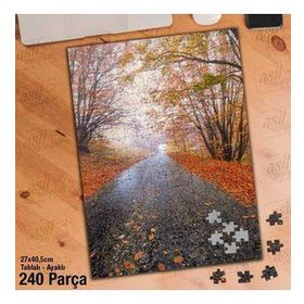 Asil Hobi Sararmış Yapraklar-Orman Yolu-Doğa Yapboz-Ayak Destekli Çerçeveli 240 Parça Puzzle