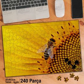 Asil Hobi Sarı Ay Çiçeği-Arı-Zoom-Çiçek-Doğa Yapboz-Ayak Destekli Çerçeveli 240 Parça Puzzle